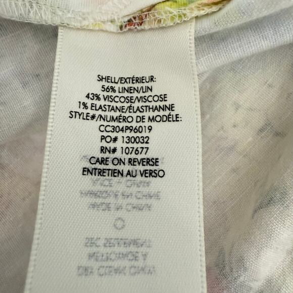 Alice + Olivia Cropped Floral Print Shirt Linen Blend Short Sleeve S Spring - Picture 6 of 7